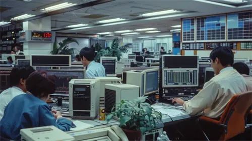 株式ブーム時代の証券会社のコンピューター部門